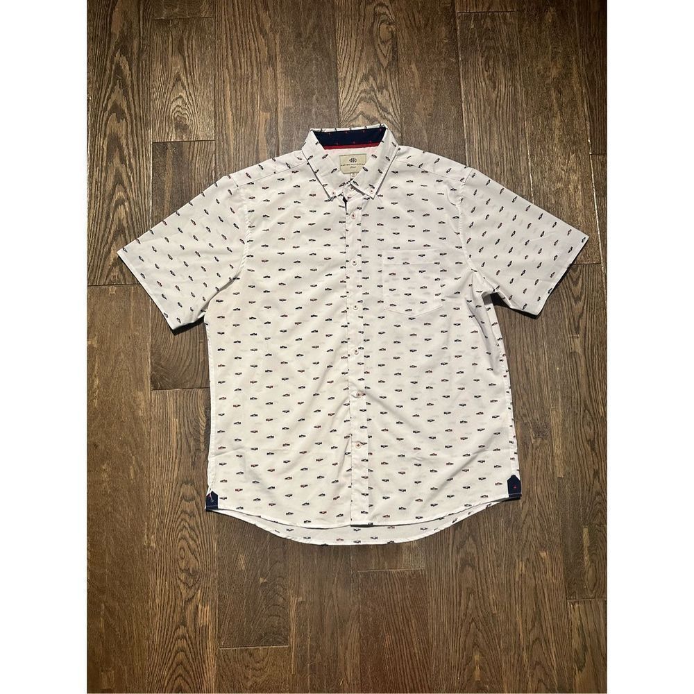 Report Collection Short Sleeve Button Down Sneaker Print Shirt